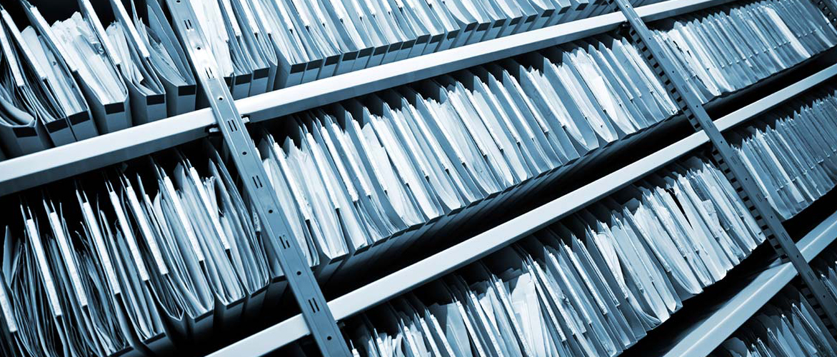 Shelves full of document records